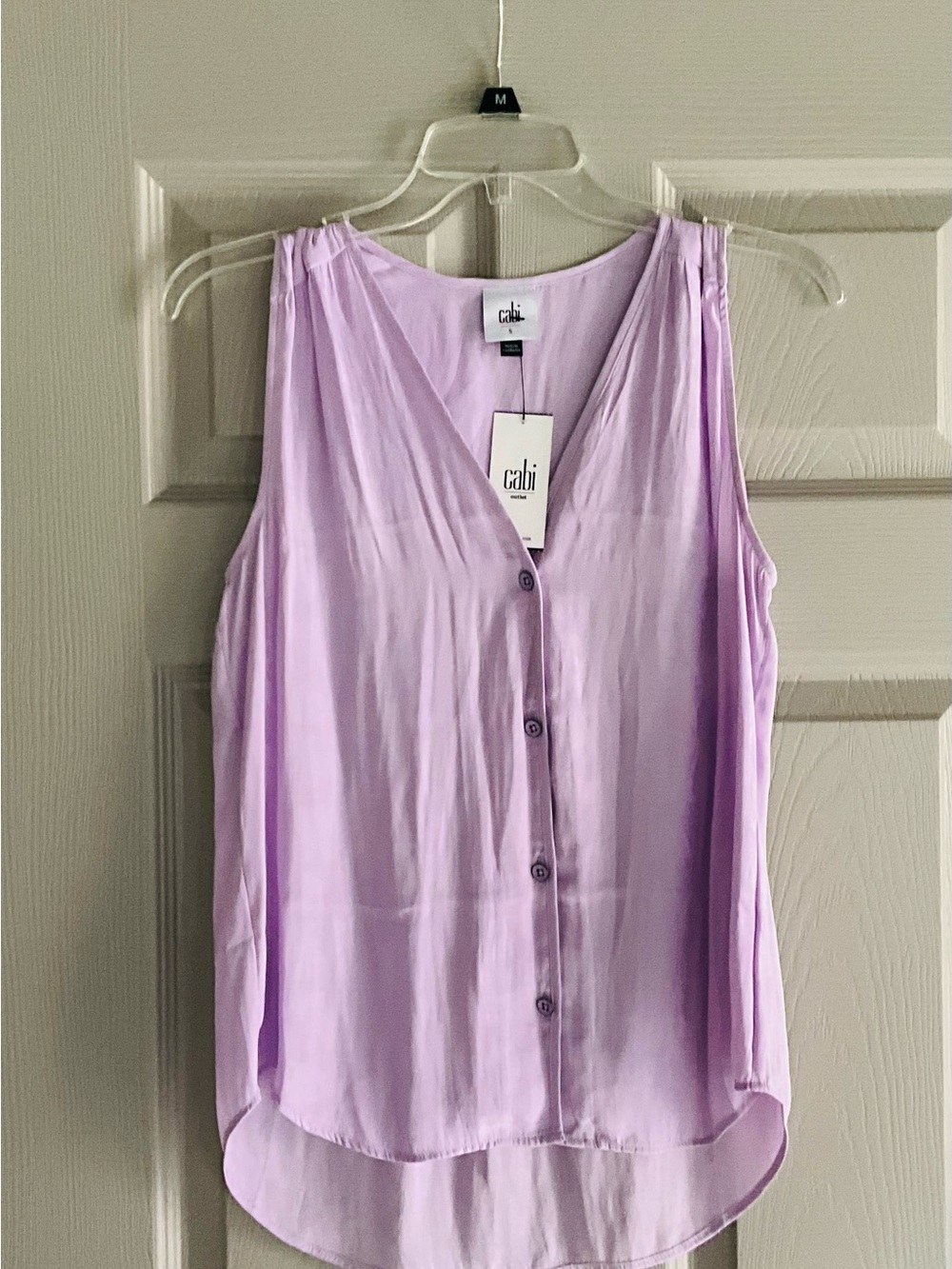 CAbi Lavender Sleeveless V-Neck Button-Front Blouse